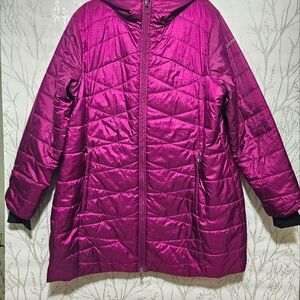 Columbia Omni-Heat Kaleidaslope Mid Jacket Hooded, Size 2X Raspberry color
